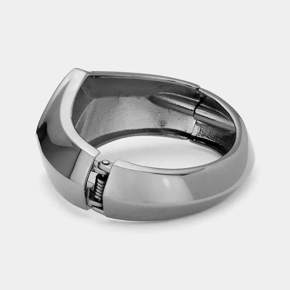 Hematite Hinged Metal Bangle Bracelet - Jewelry Store by Erik Rayo