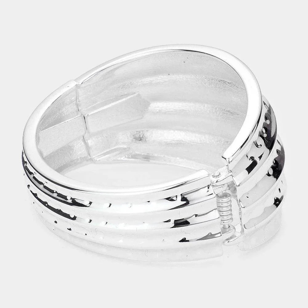 Silver Hammered Metal Bangle Bracelet - Jewelry Store by Erik Rayo