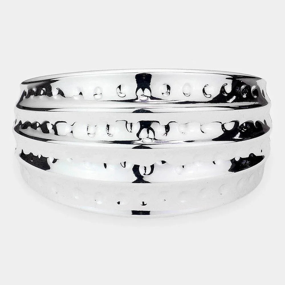 Silver Hammered Metal Bangle Bracelet - Jewelry Store by Erik Rayo