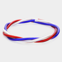 Load image into Gallery viewer, American USA Flag Triple Layered Jelly Tube Bangle Bracelet
