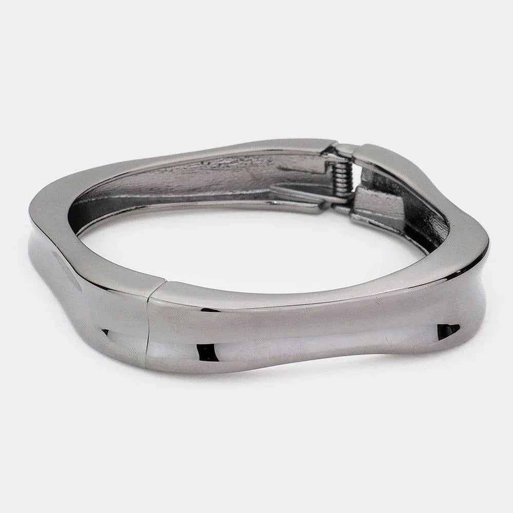 Hematite Hinged Metal Bangle Bracelet - Jewelry Store by Erik Rayo