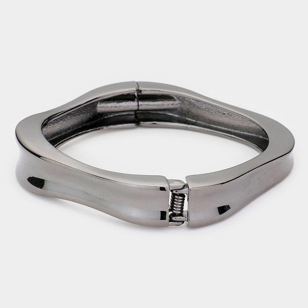 Hematite Hinged Metal Bangle Bracelet - Jewelry Store by Erik Rayo