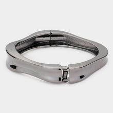 Load image into Gallery viewer, Hematite Hinged Metal Bangle Bracelet
