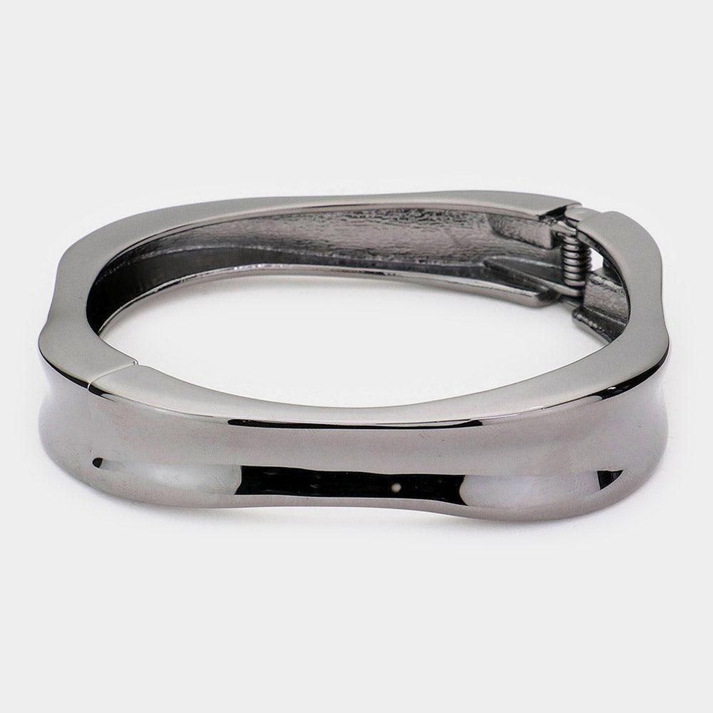 Hematite Hinged Metal Bangle Bracelet