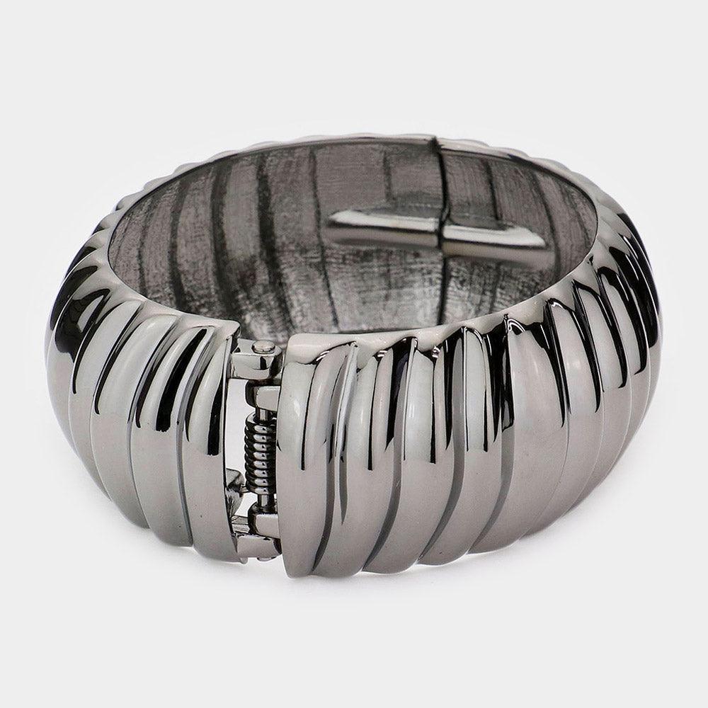 Hematite Hinged Metal Bangle Bracelet - Jewelry Store by Erik Rayo