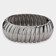 Load image into Gallery viewer, Hematite Hinged Metal Bangle Bracelet
