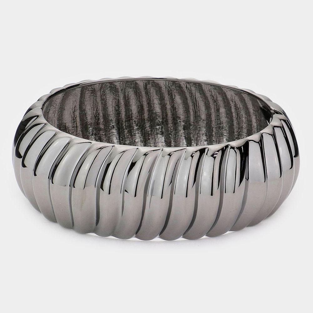 Hematite Hinged Metal Bangle Bracelet