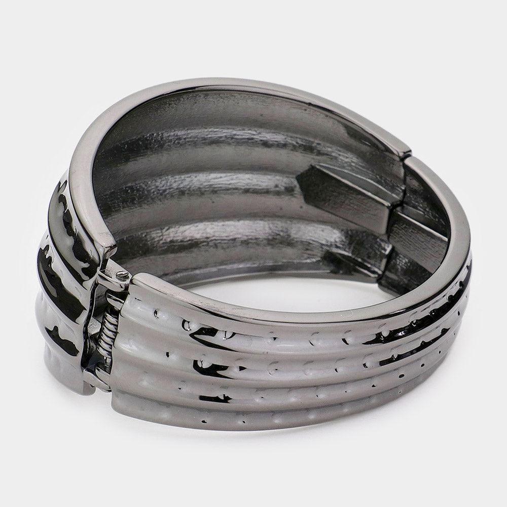 Hematite Hinged Metal Bangle Bracelet - Jewelry Store by Erik Rayo