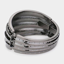 Load image into Gallery viewer, Hematite Hinged Metal Bangle Bracelet
