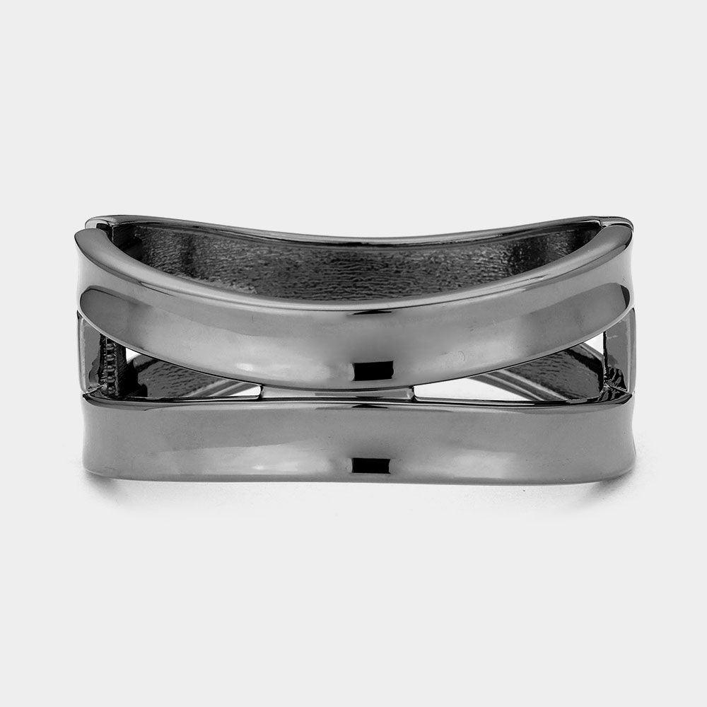 Hematite Hinged Metal Bangle Bracelet