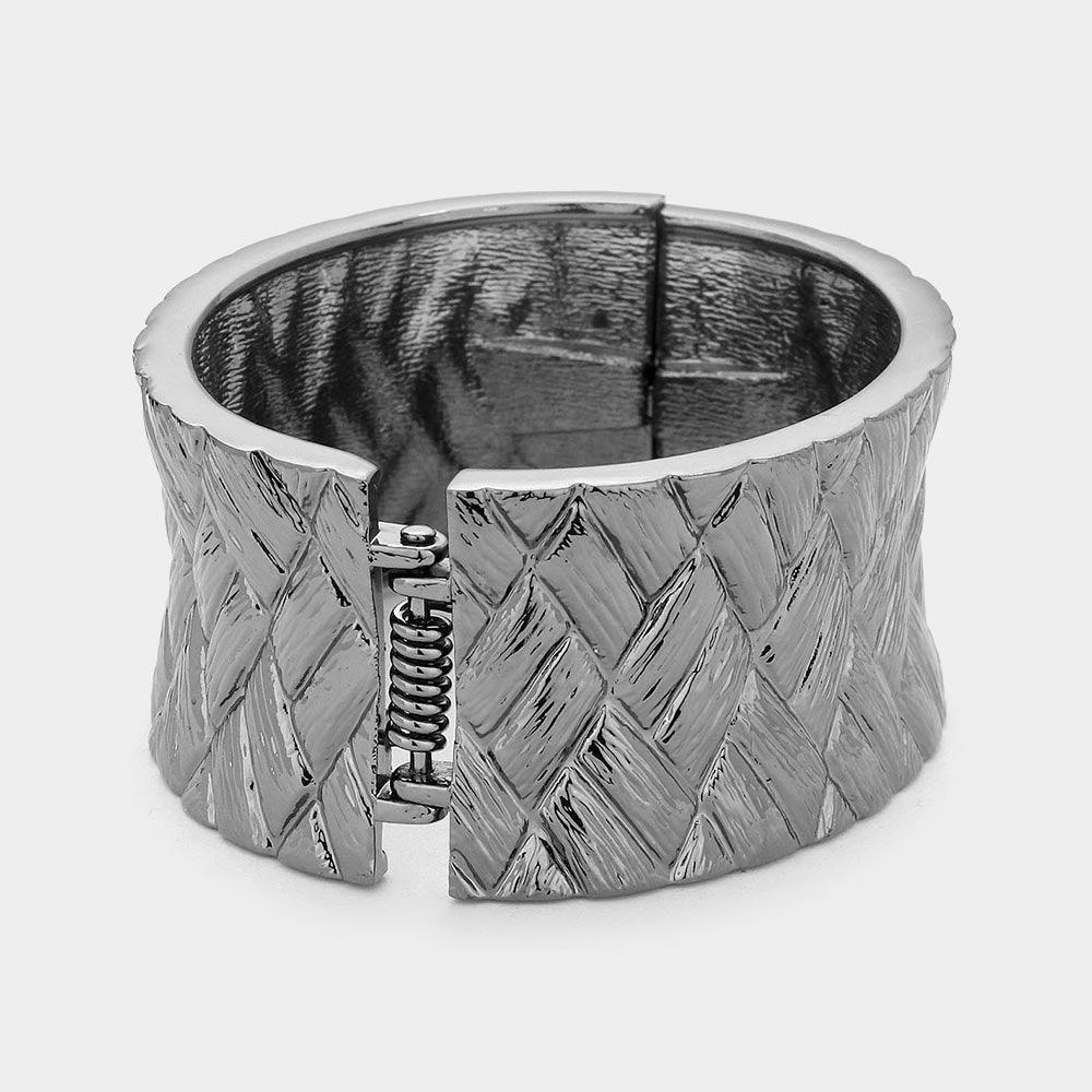 Hematite Hinged Metal Bangle Bracelet - Jewelry Store by Erik Rayo