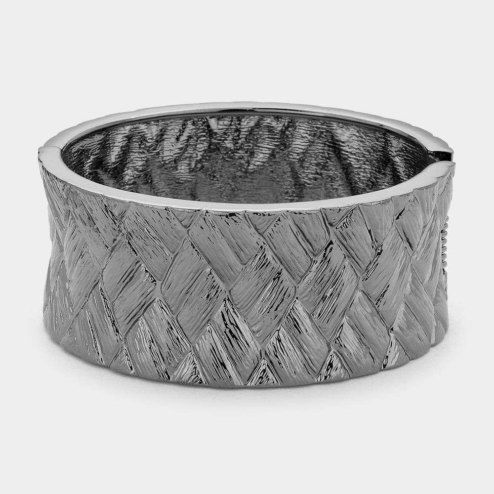 Hematite Hinged Metal Bangle Bracelet - Jewelry Store by Erik Rayo