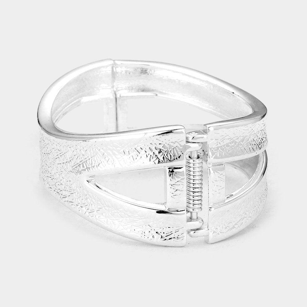 Silver Textured Metal Bangle Bracelet - Jewelry Store by Erik Rayo