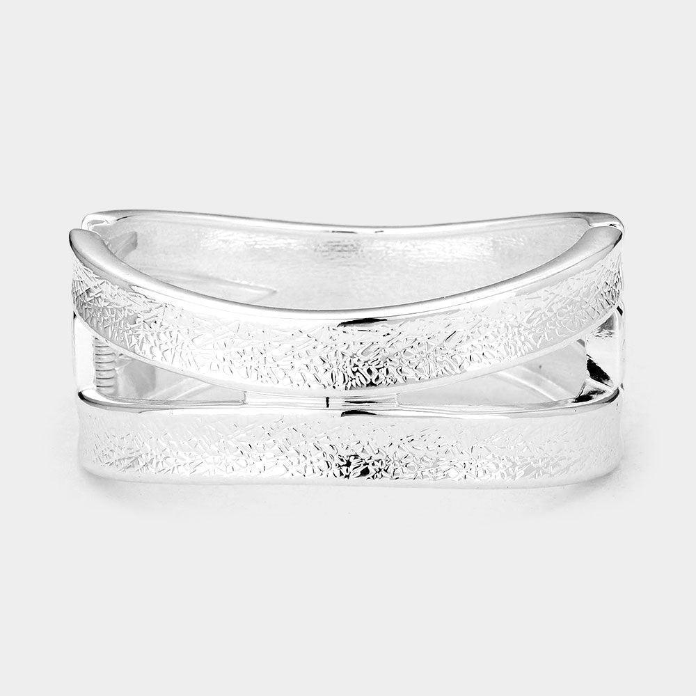 Silver Textured Metal Bangle Bracelet - Jewelry Store by Erik Rayo