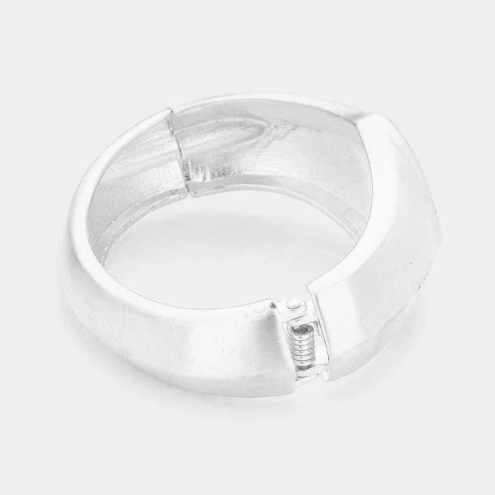 Silver Brushed Metal Hinged Bangle Bracelet - Jewelry Store by Erik Rayo