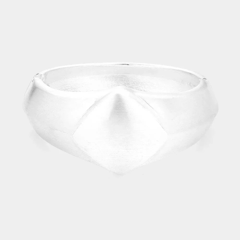Silver Brushed Metal Hinged Bangle Bracelet - Jewelry Store by Erik Rayo