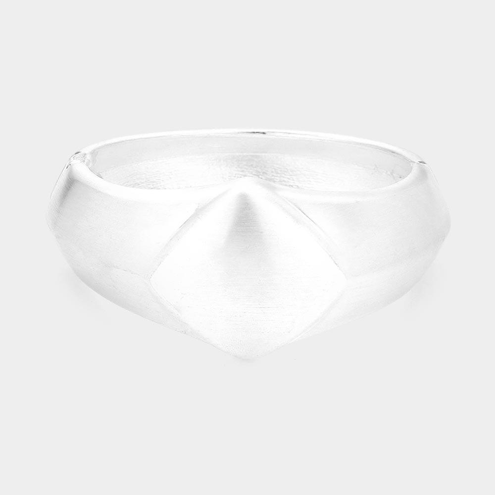 Silver Brushed Metal Hinged Bangle Bracelet