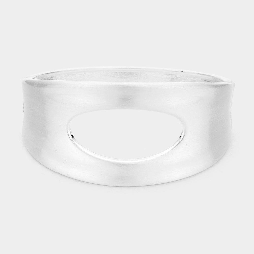 Silver Hinged Metal Bangle Bracelet