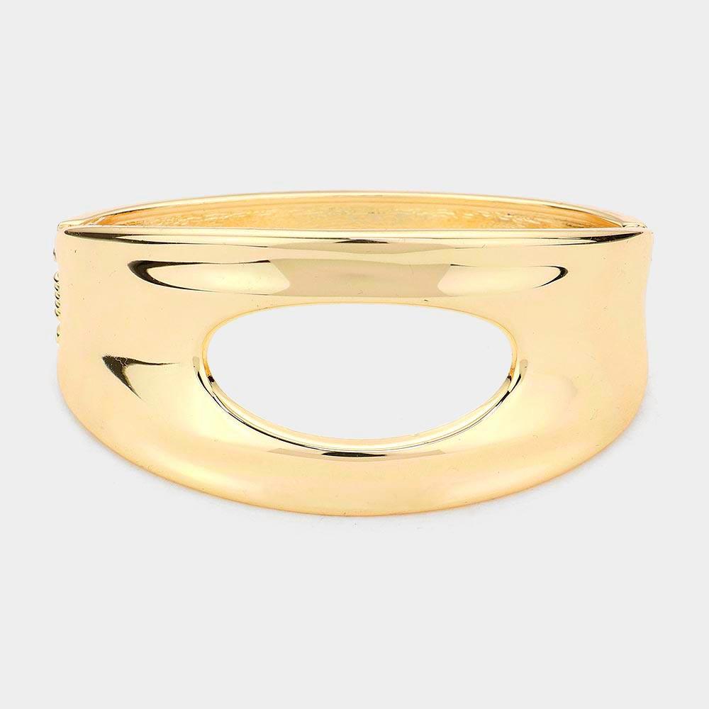 Gold Hinged Metal Bangle Bracelet