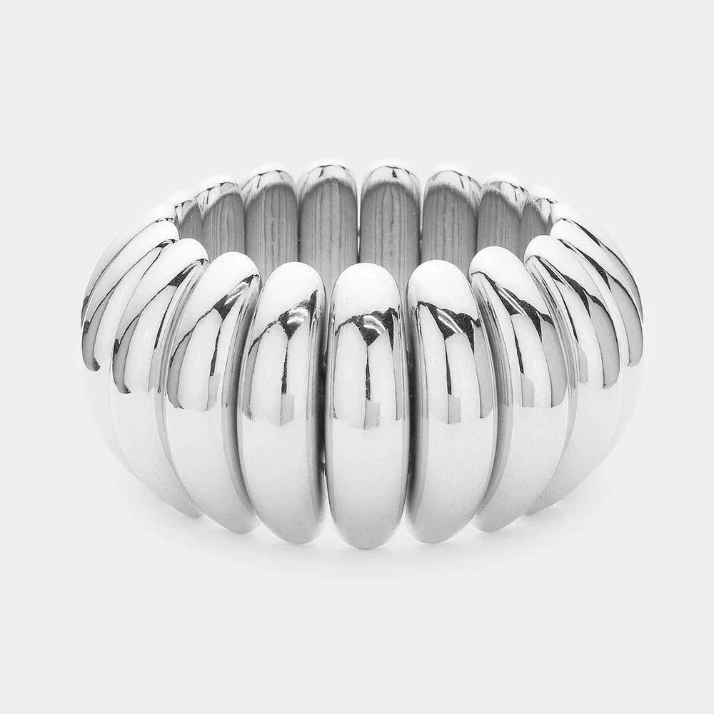 Chunky Metal Rib Stretch Bracelet - Jewelry Store by Erik Rayo