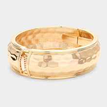 Load image into Gallery viewer, Gold Textured Metal Hinged Bangle Bracelet
