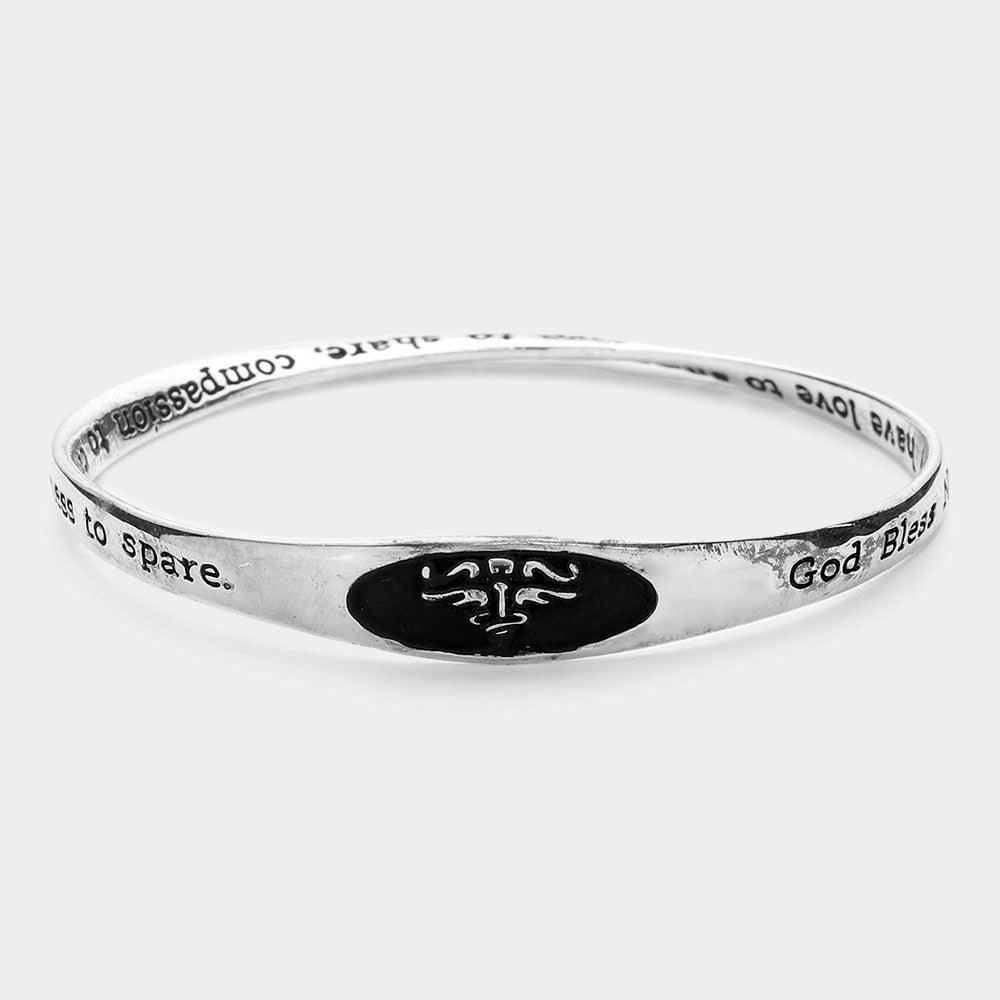 God Bless Nurses Message Metal Twisted Bangle Bracelet