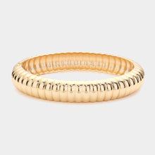 Load image into Gallery viewer, Gold Textured Metal Hinged Bangle Bracelet
