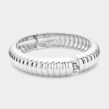 Load image into Gallery viewer, Textured Metal Hinged Bangle Bracelet
