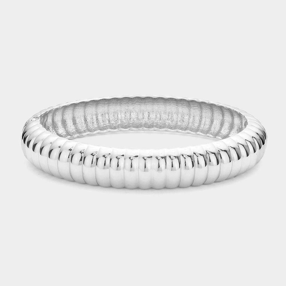 Textured Metal Hinged Bangle Bracelet - Jewelry Store by Erik Rayo