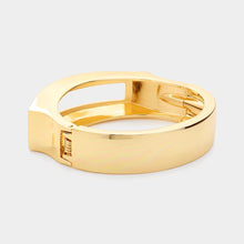 Load image into Gallery viewer, Gold Metal Open Rectangle Hinged Bangle Bracelet
