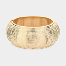 Load image into Gallery viewer, Gold Chunky Textured Metal Hinged Bangle Bracelet
