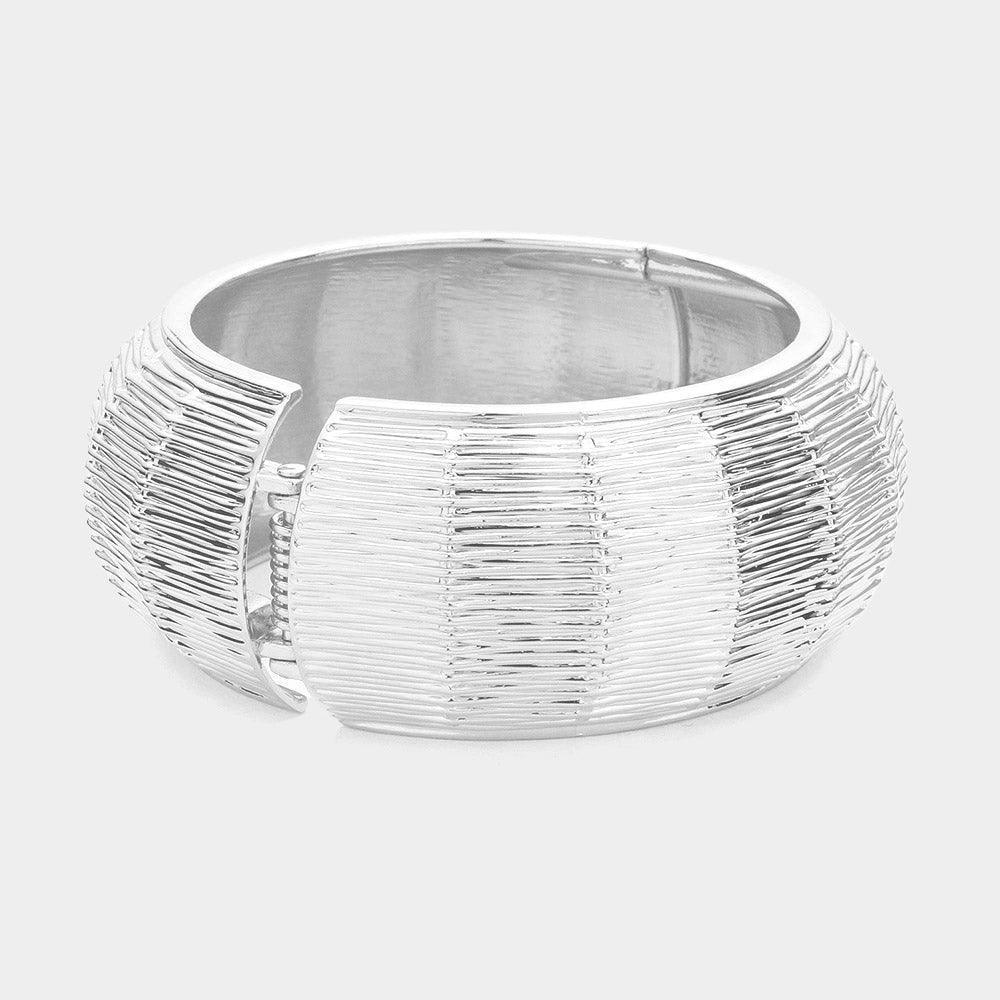 Chunky Textured Metal Hinged Bangle Bracelet - Jewelry Store by Erik Rayo