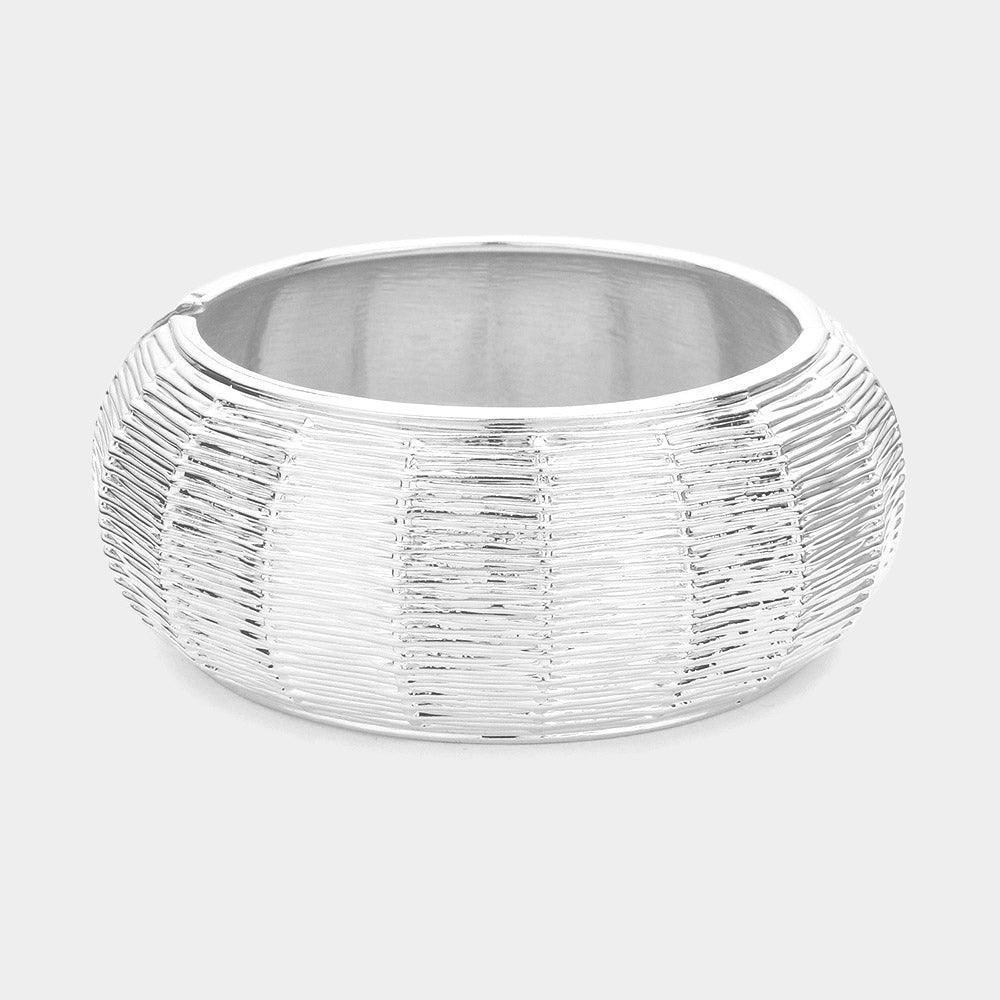 Chunky Textured Metal Hinged Bangle Bracelet - Jewelry Store by Erik Rayo