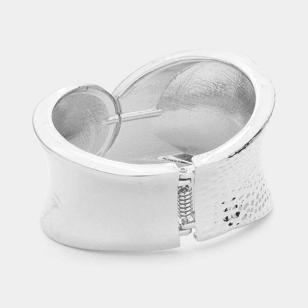 Textured Metal Hinged Bangle Bracelet - Jewelry Store by Erik Rayo