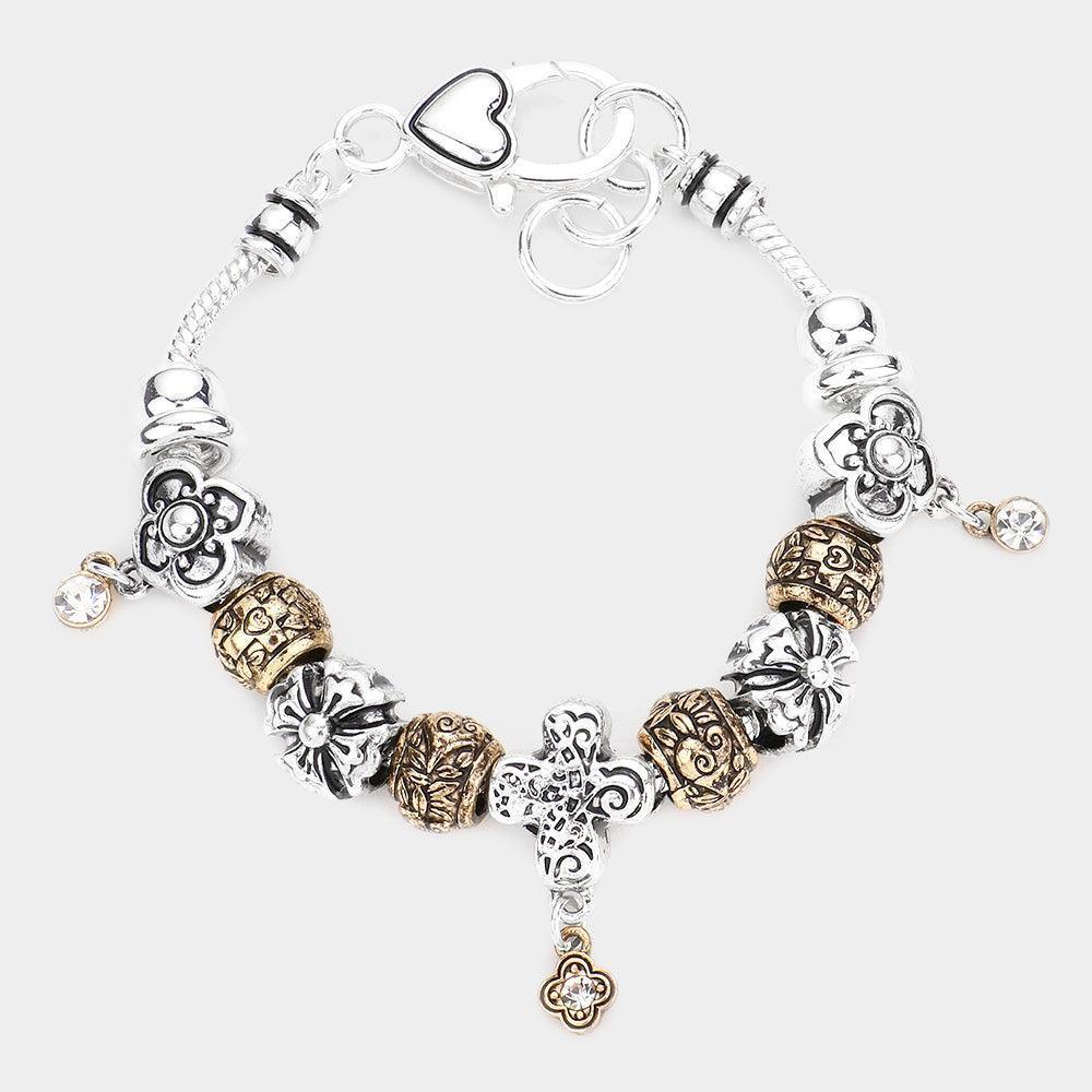 Two Tone Antique Metal Charm Bracelet - Jewelry Store by Erik Rayo