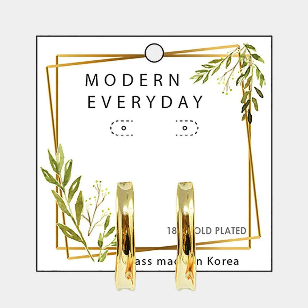 Gold 18K Gold Plated Brass Half Metal Hoop Earrings - Jewelry Store by Erik Rayo