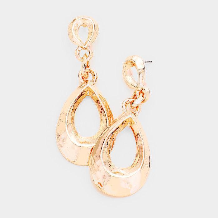 Rose Gold Double Cut Out Teardrop Dangle Earrings - Jewelry Store by Erik Rayo