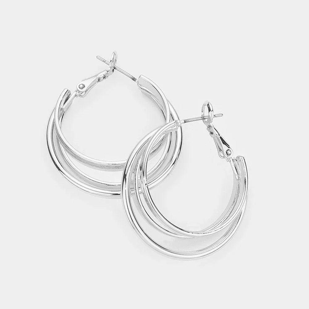 Triple Layered Metal Hoop Earrings - Jewelry Store by Erik Rayo
