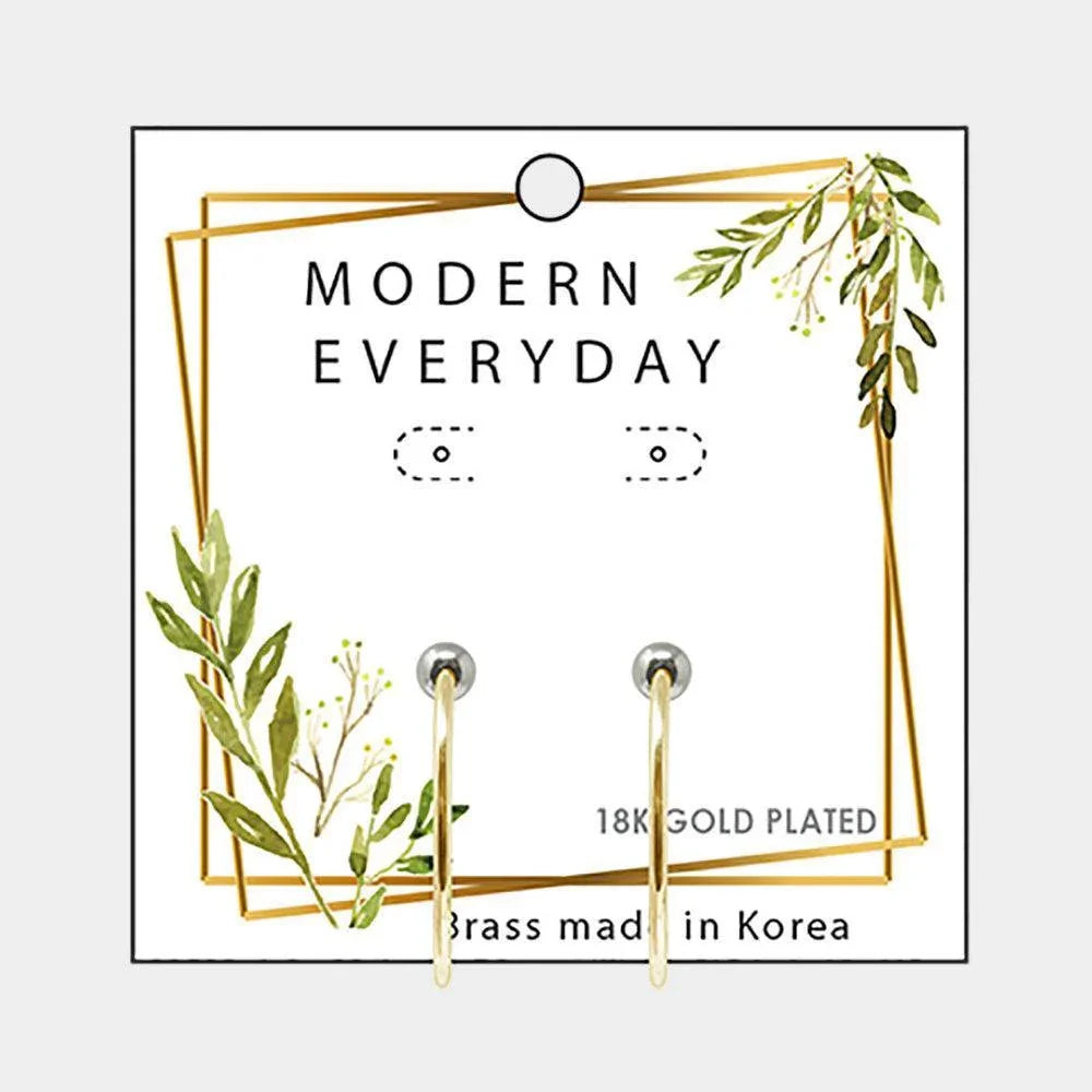 Two Tone 18K Gold Plated Brass Metal Ball Half Hoop Earrings - Jewelry Store by Erik Rayo