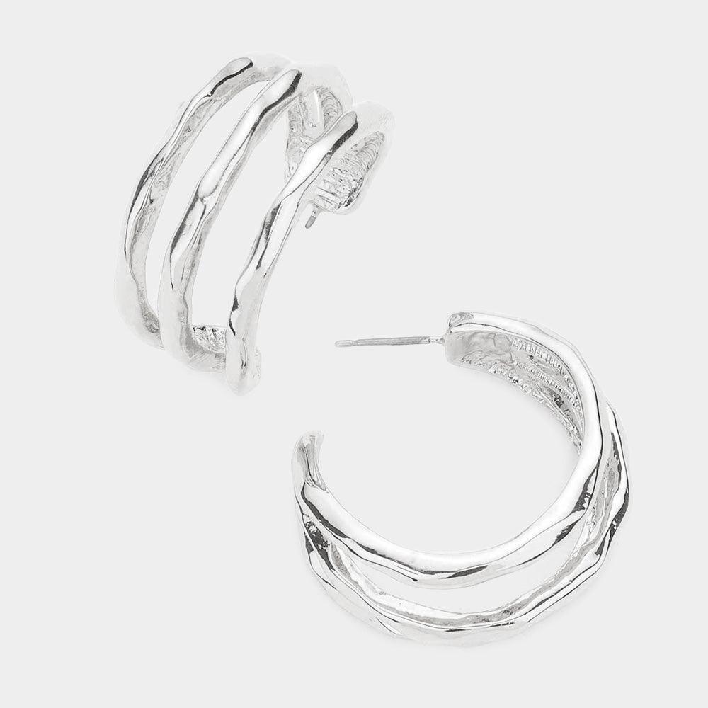Hammered Textured Metal Hoop Earrings - Jewelry Store by Erik Rayo