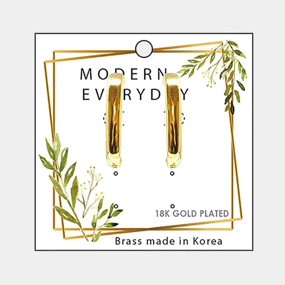 Gold 18K Gold Plated Brass Curved Metal Earrings - Jewelry Store by Erik Rayo