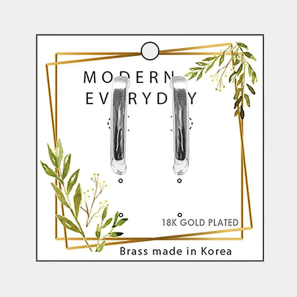 18K White Gold Plated Brass Curved Metal Earrings - Jewelry Store by Erik Rayo
