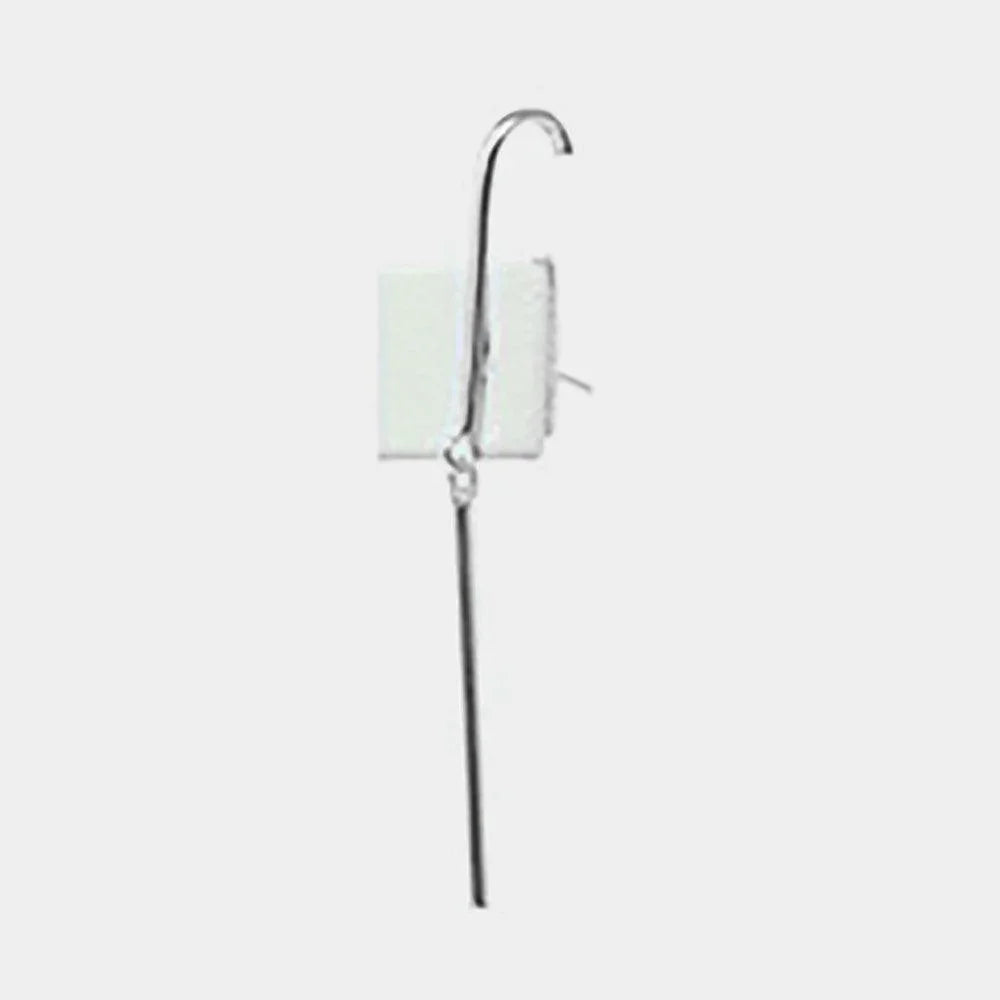 18K White Gold Plated Brass Metal Bar Dangle Earrings - Jewelry Store by Erik Rayo