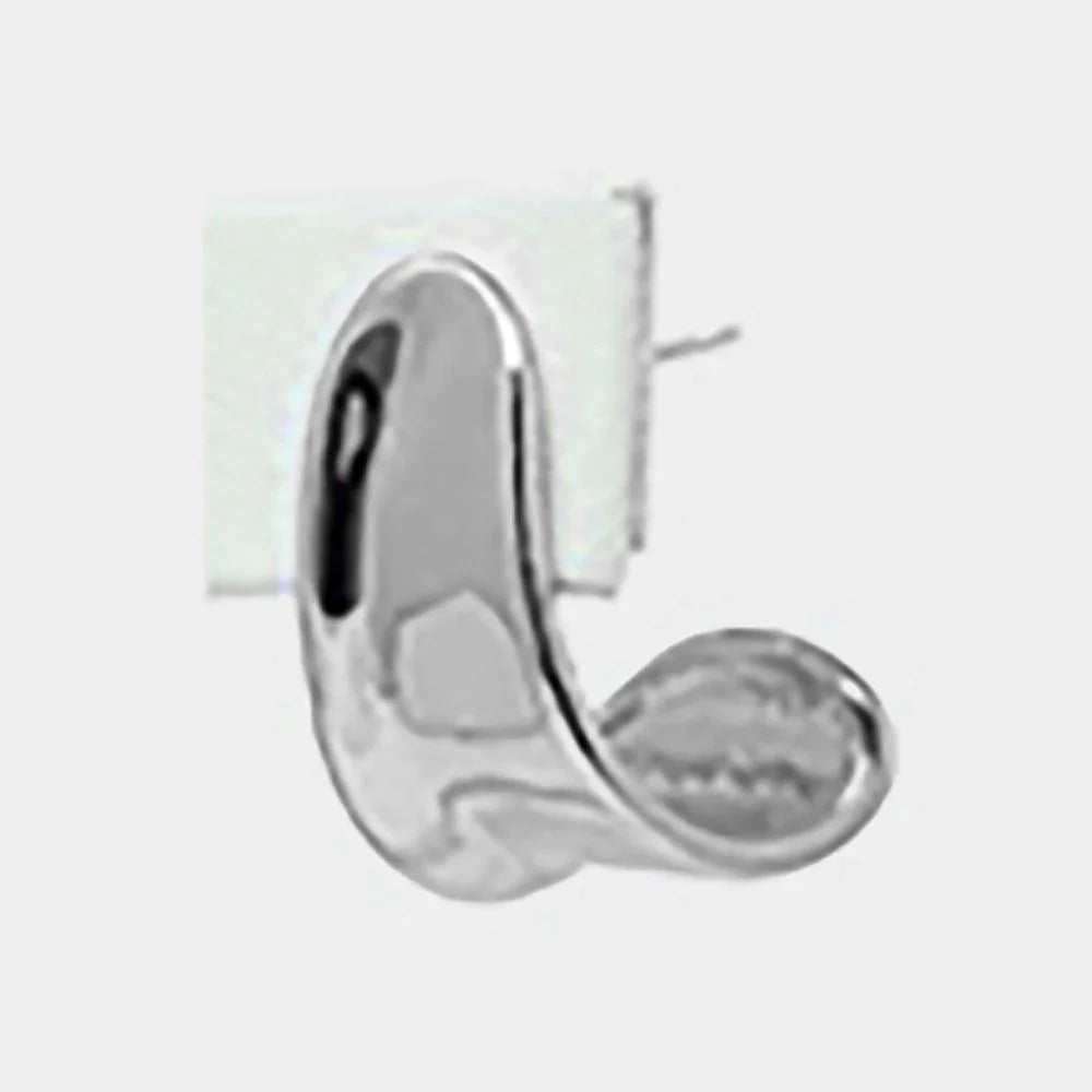 18K White Gold Plated Brass Curved Metal Earrings - Jewelry Store by Erik Rayo