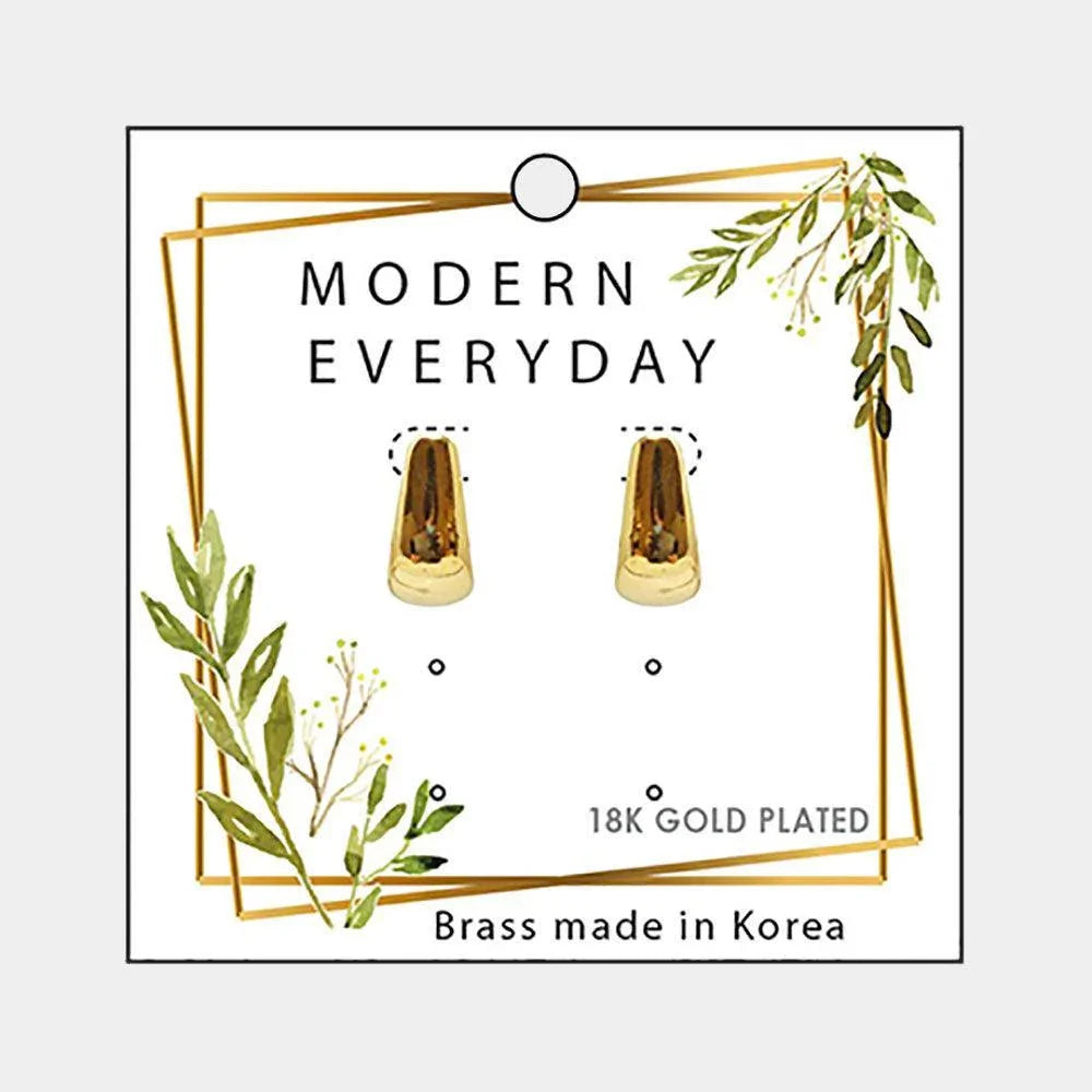 Gold 18K Gold Plated Brass Curved Metal Stud Earrings - Jewelry Store by Erik Rayo