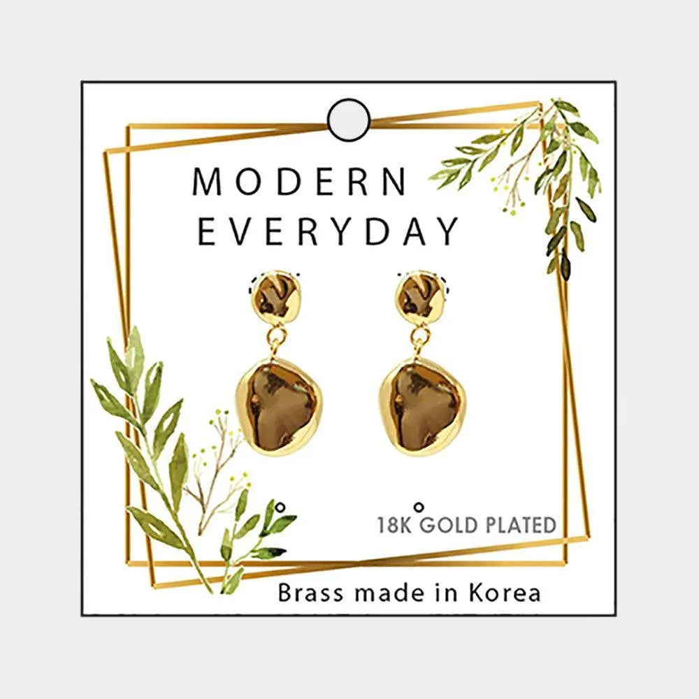 Gold 18K Gold Plated Brass Abstract Metal Dangle Earrings - Jewelry Store by Erik Rayo