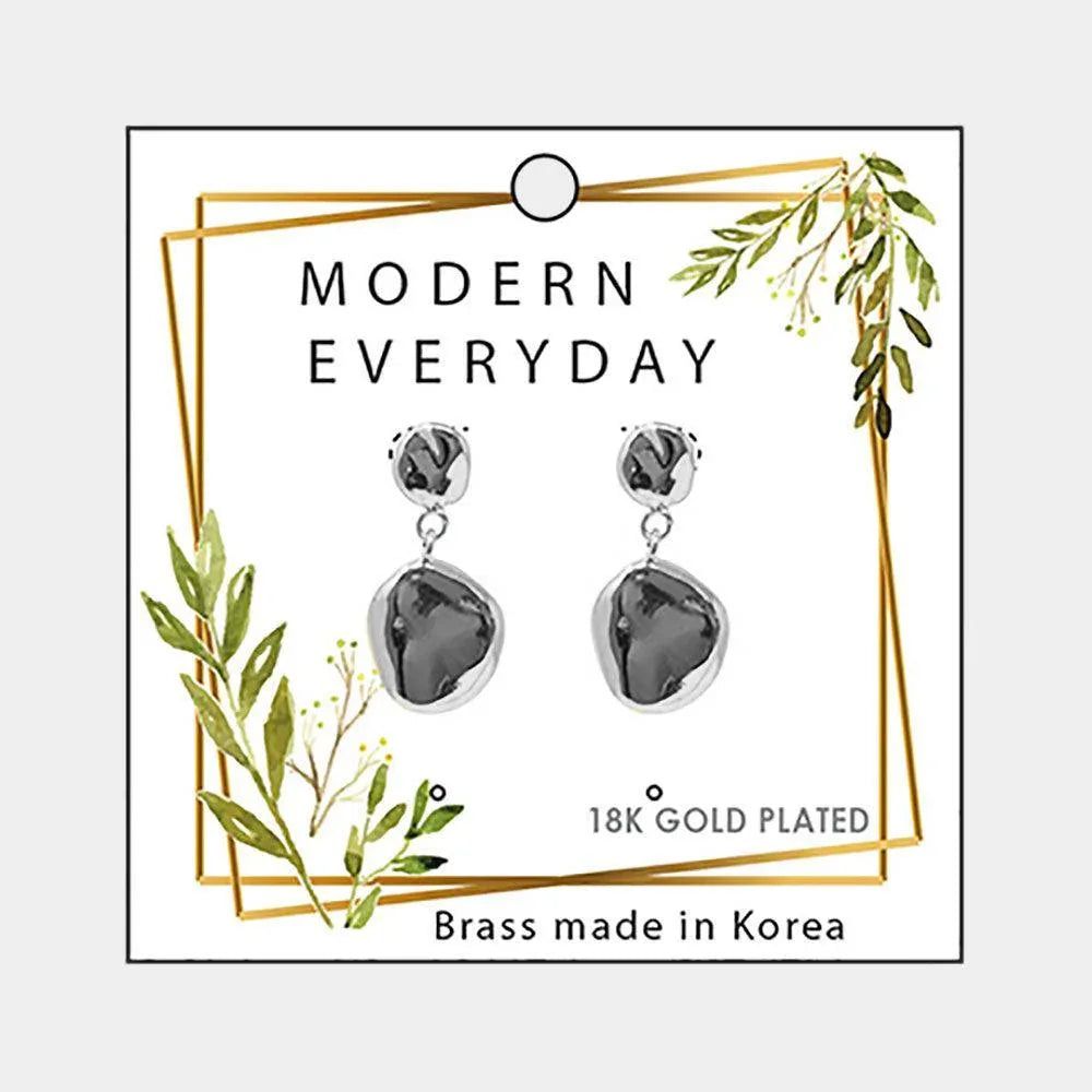 18K White Gold Plated Brass Abstract Metal Dangle Earrings - Jewelry Store by Erik Rayo