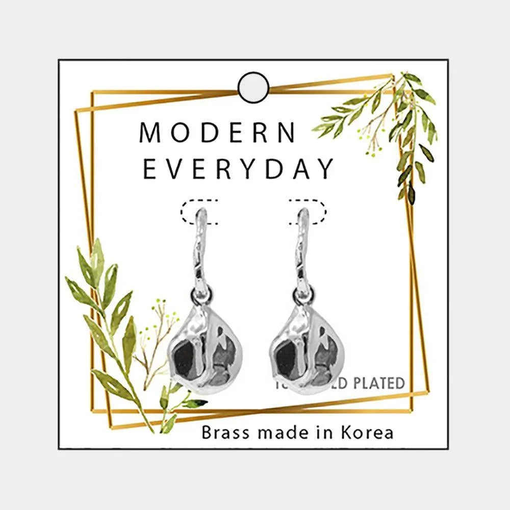 18K White Gold Plated Brass Open Metal Triangle Abstract Teardrop Earrings - Jewelry Store by Erik Rayo