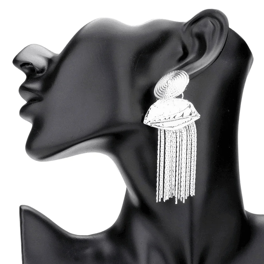 Abstract Metal Chain Fringe Dangle Earrings - Jewelry Store by Erik Rayo