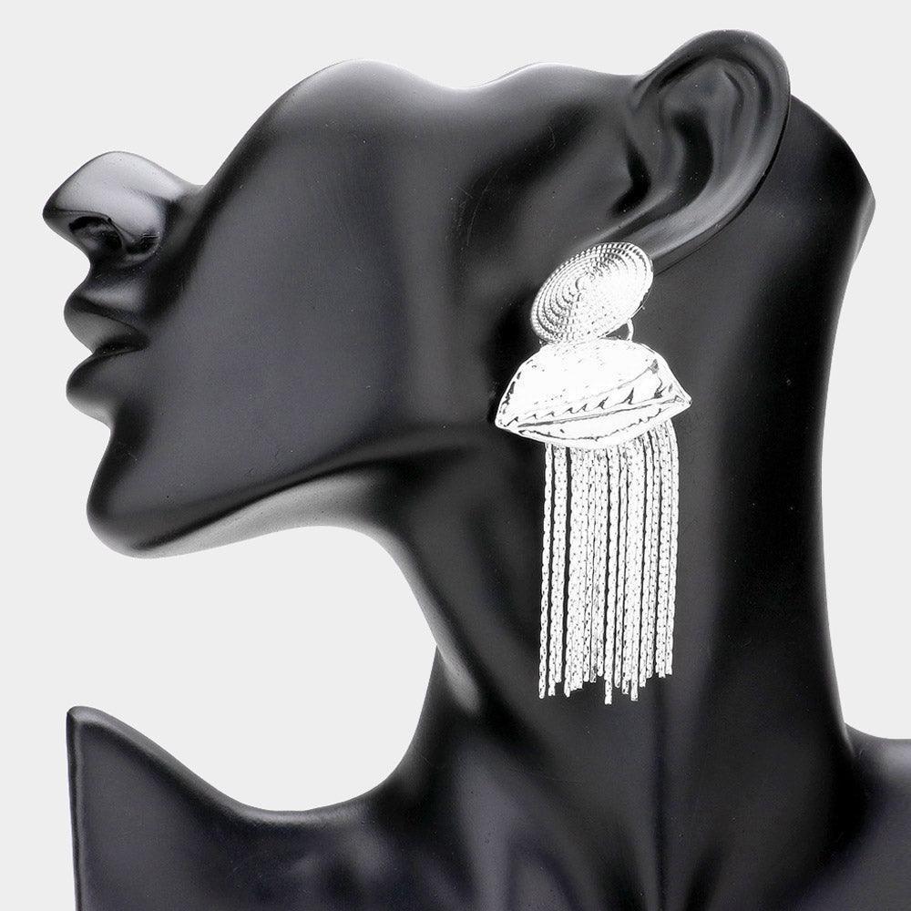 Abstract Metal Chain Fringe Dangle Earrings - Jewelry Store by Erik Rayo